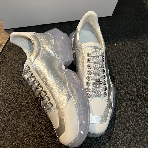 Jimmy Choo Diamond Silver White Oversized Sneakers - Picture 6 of 10